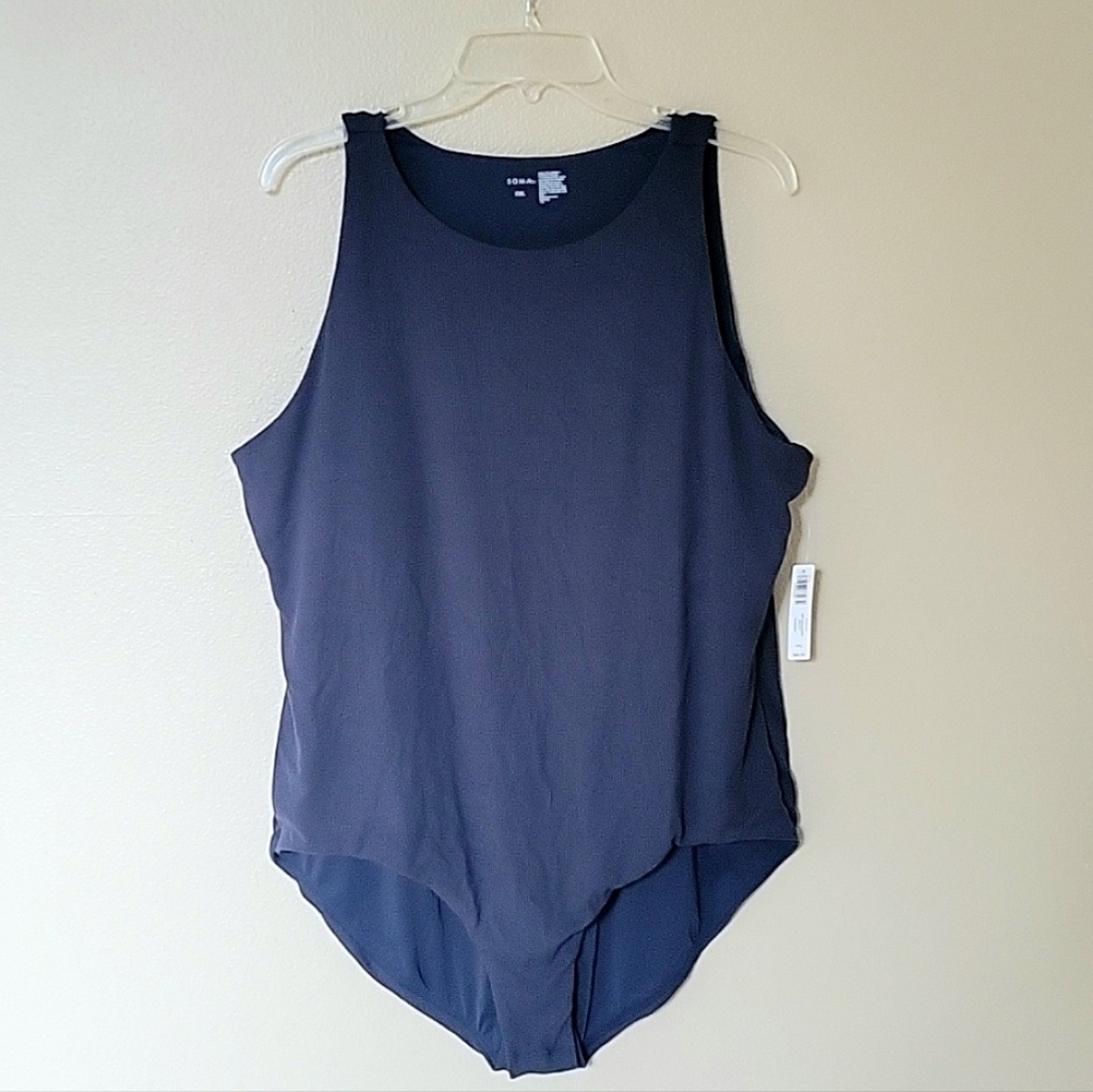 Soma Womens Plus Size Polar Night Ribbed High Neck Bodysuit - Size XXL